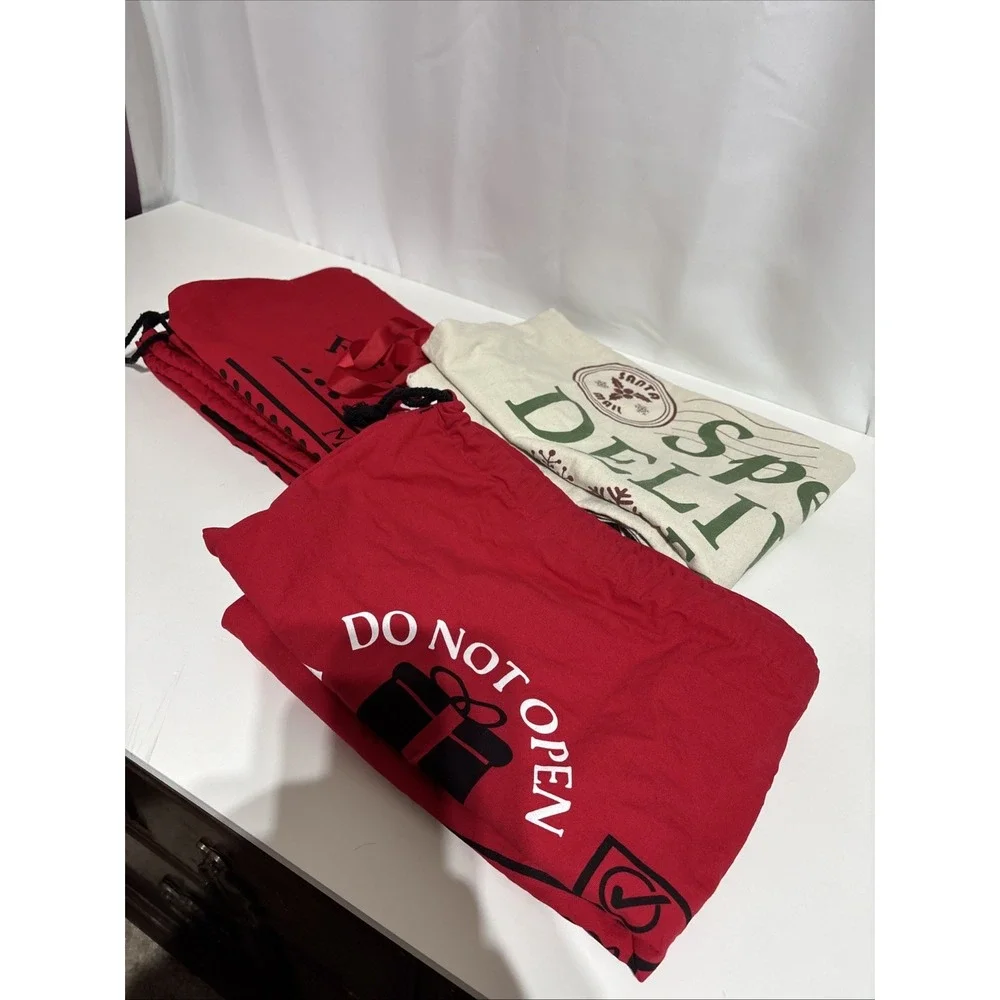 3 North‎ Pole Express Santa Sack Christmas Gift Canvas Bag 34x28 2 Red 1 White